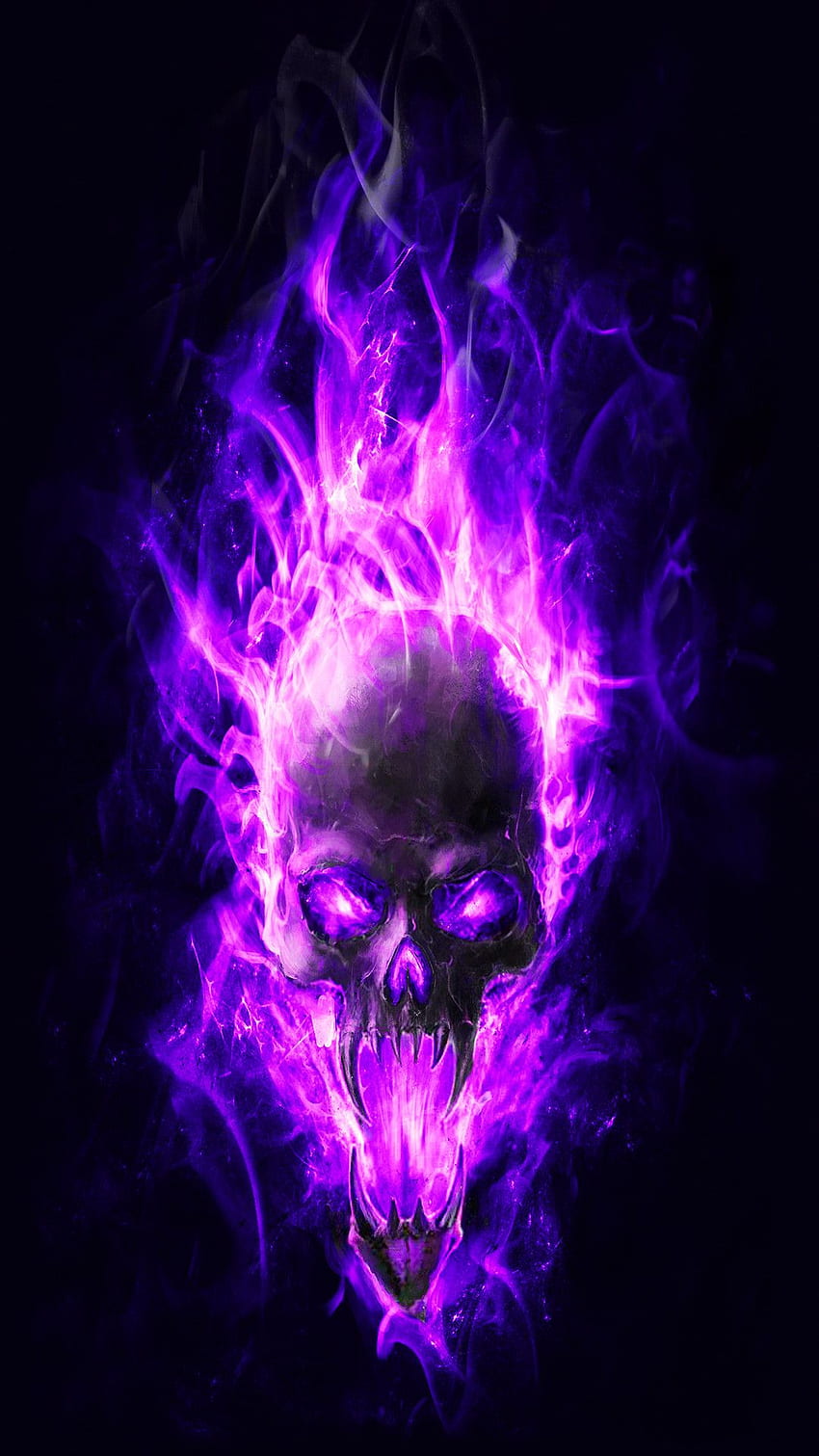 Flaming Skulls, Blue Skeleton HD phone wallpaper