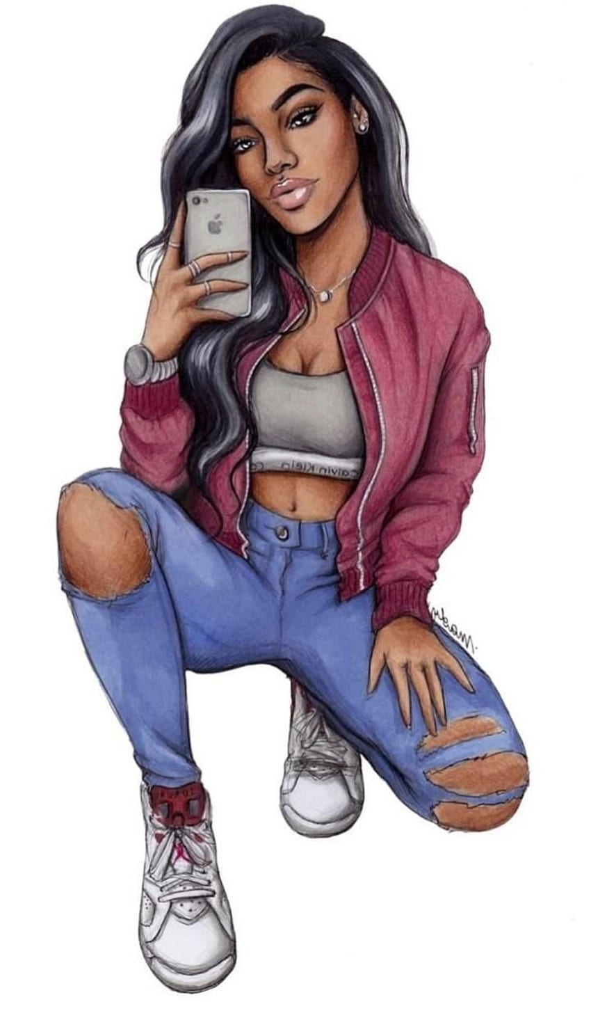 Dope Girl Cartoon Best Drawing Sketch HD phone wallpaper | Pxfuel