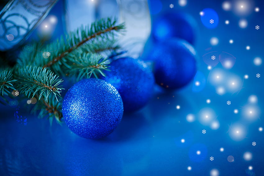Christmas Light Blue Balls Branches Holidays HD wallpaper | Pxfuel