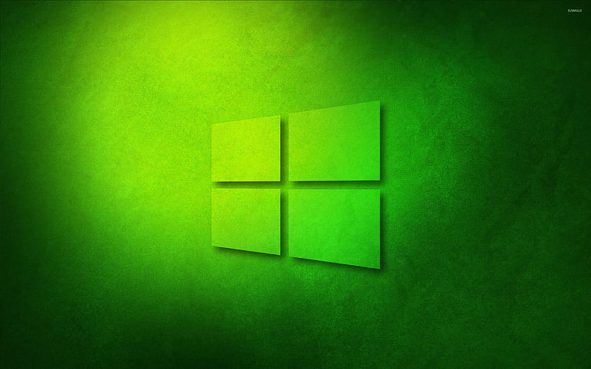 Przezroczyste logo systemu Windows 10 na zielonym papierze Tapeta HD