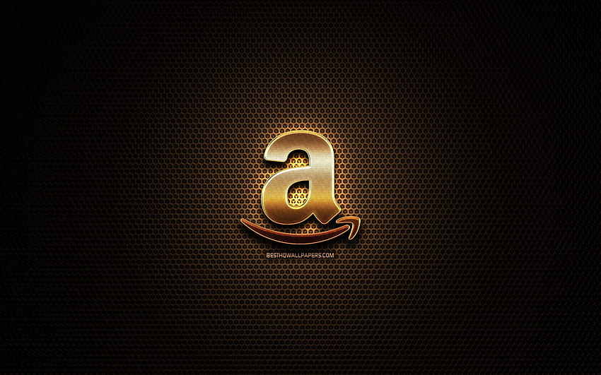 Amazon glitter logo, creative, metal, Amazon HD wallpaper