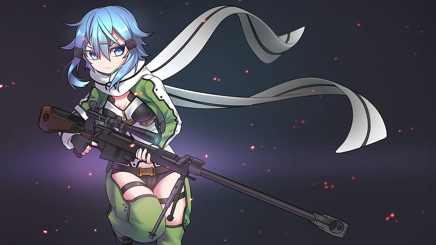 Sinon Sniper Rifle Sword Art Online 2 Аниме Girl Gun Gale. HD тапет