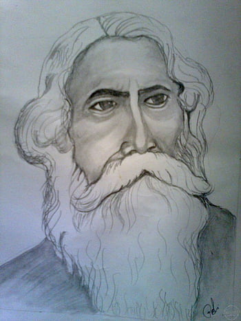 Portrait of Rabindranath Tagore Painting by Riddhima Kar-saigonsouth.com.vn