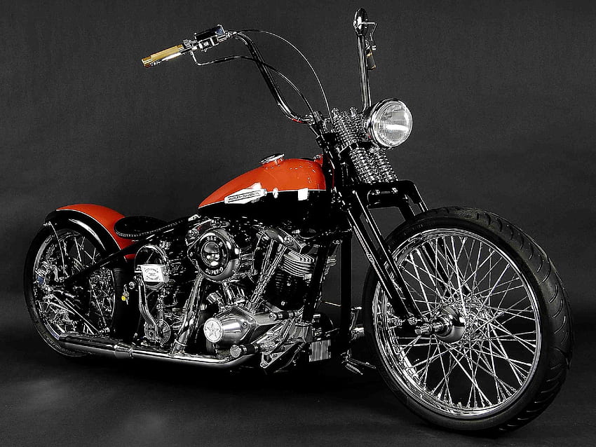 Moto Harley Davidson pomarańczowy - . Harley davidson chopper, klasyczny harley davidson, harley davidson, harley davidson vintage Tapeta HD