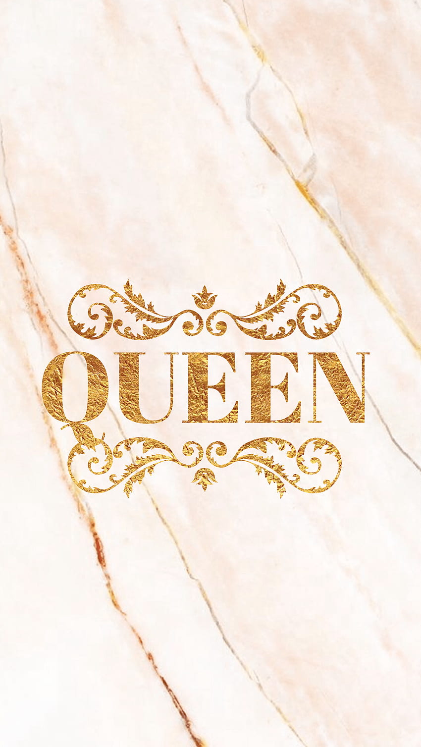 Pretty Positivity Golden Marbled iPhone Mobile Queen Edit, Girly Crown fondo de pantalla del teléfono