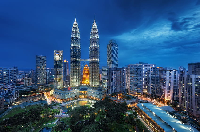 Malesia Kuala Lumpur kuala lumpur ora blu notte - Telefono Sfondo HD
