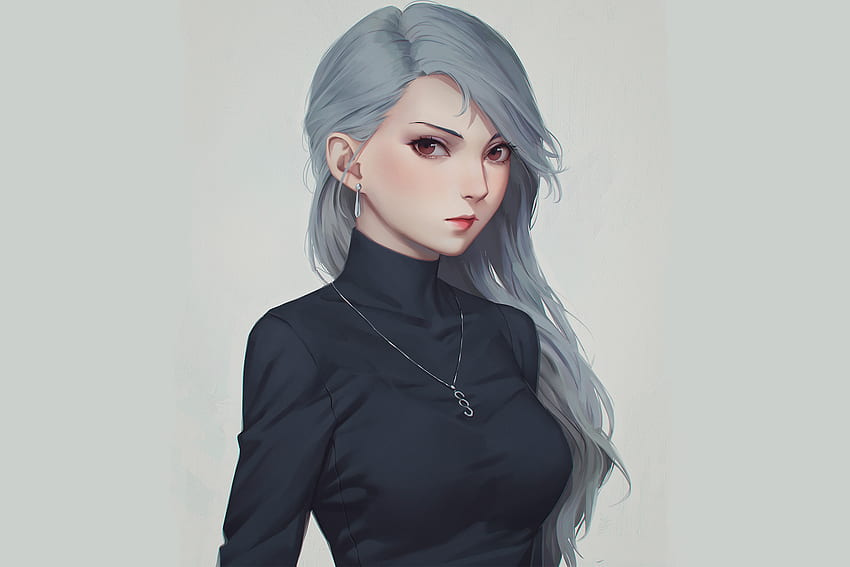 Hot, woman, white hair, artwork HD wallpaper | Pxfuel