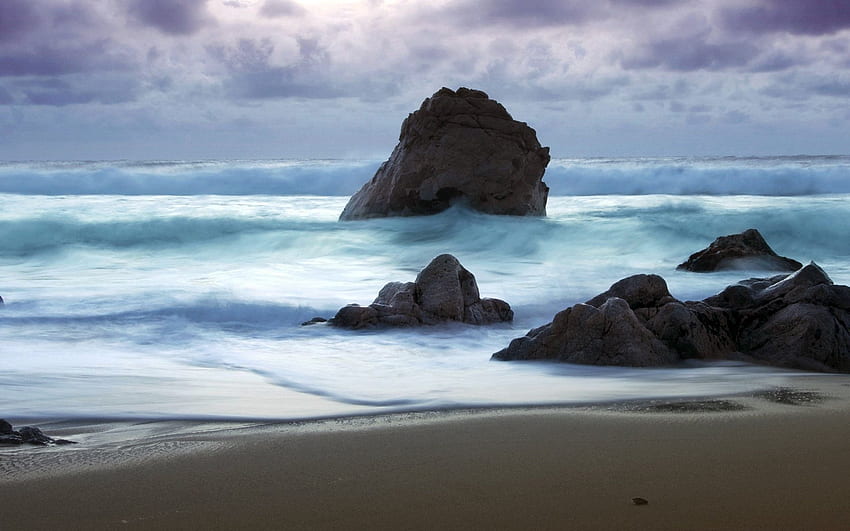 Nature, Stones, Sea, Waves, Beach, Sand, Shore, Bank, Storm HD wallpaper