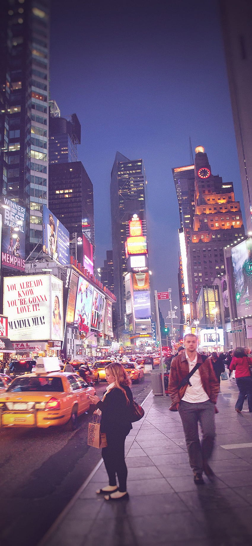 iPhone X . new york street night city vignette HD phone wallpaper