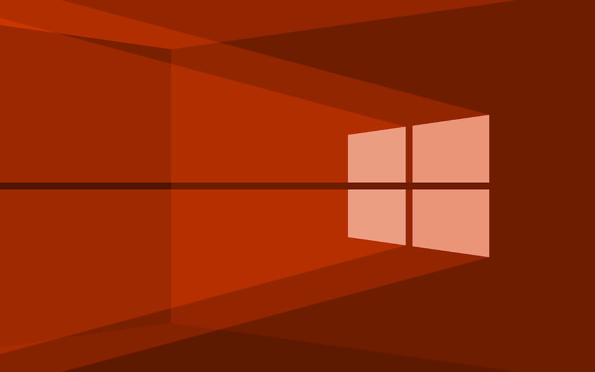 Windows 10 orange logo, orange abstract background, minimalism, Windows 10 logo, Windows 10 minimalism, Windows 10 HD wallpaper