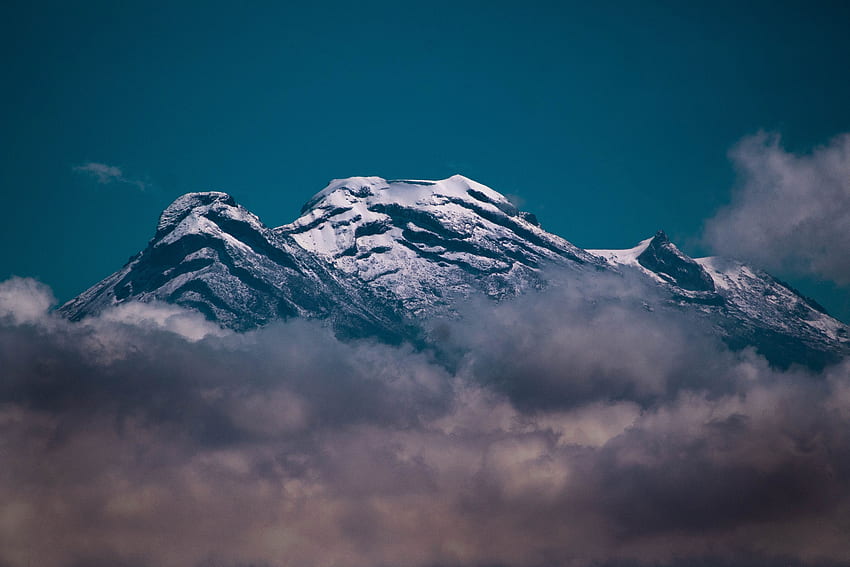 자연, 구름, 산, 꼭지점, 맨 위로, 눈이 덮여, 눈에 갇힌, 화산 HD 월페이퍼