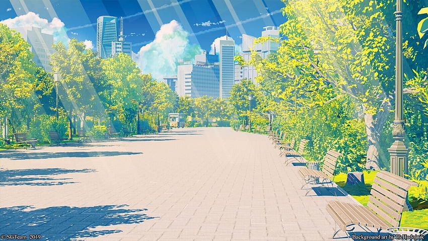 Download Anime Park Sunset Background  Wallpaperscom
