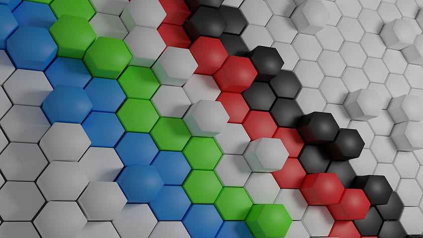 3D, Permukaan, Bentuk, Bentuk, Hexagon, Hexahedron Wallpaper HD