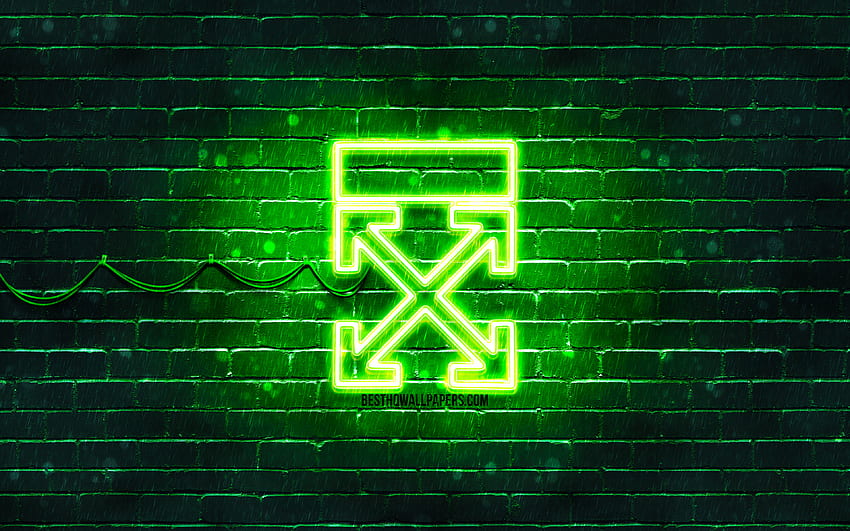 Logotipo verde blanquecino, , pared de ladrillo verde, logotipo blanquecino, marcas, logotipo de neón blanquecino, blanquecino fondo de pantalla