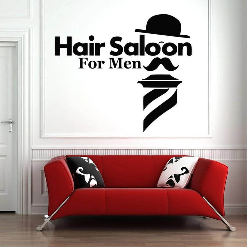 Wall Decals Hair Salon For Men Quotes Art Wall Sticker Decoration Hat Beard Pattern Barber Shop Removable B228. Wall Stickers, Saloon HD phone wallpaper