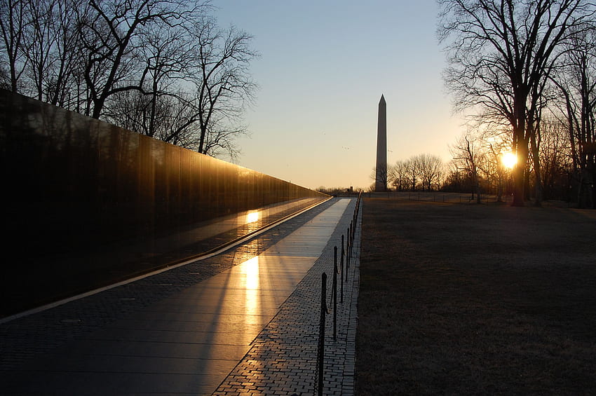Vietnam War Memorial Sunrise with the Washington Monument, Vietnam Vet HD wallpaper
