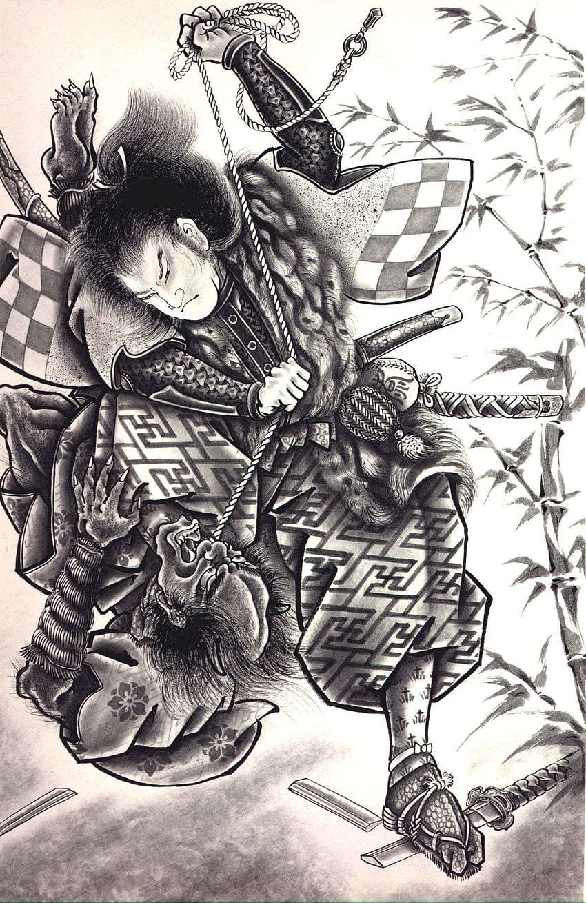 Kolekcja tatuaży. HORIYOSHI III demony japoński tatuaż, japoński projekt tatuażu Tapeta na telefon HD