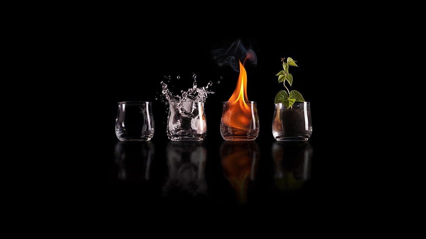 Plants, Water, Fire, , , Glasses HD wallpaper
