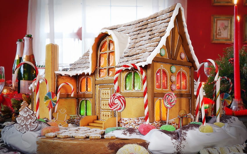 Gingerbread House Background Making of ginger bread HD wallpaper