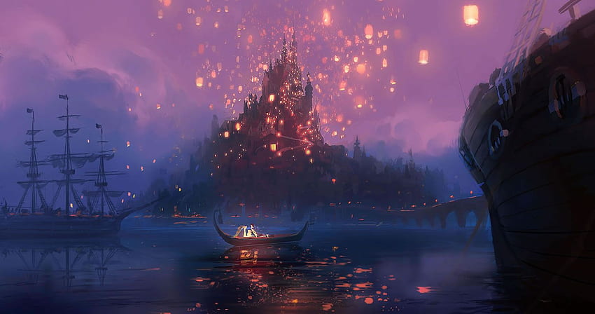 Lanternas flutuantes emaranhadas, Rapunzel papel de parede HD