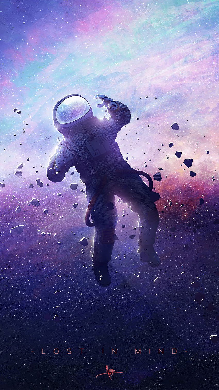 Astronauta, Pływający, Kosmiczny telefon, , Tło i , Prawdziwy kosmiczny telefon Tapeta na telefon HD