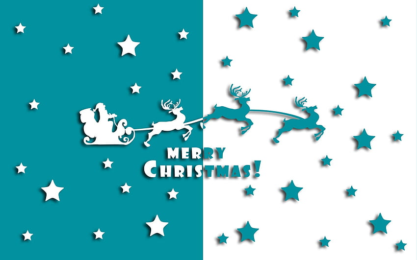 Merry Christmas!, blue, word, white, reindeer, craciun, christmas, card, santa HD wallpaper