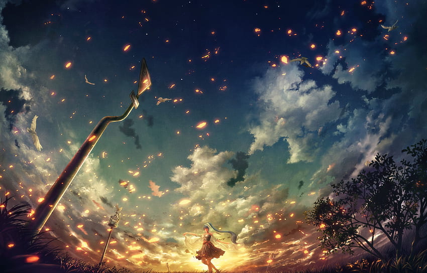 Original and Background, Pemandangan Anime HD wallpaper