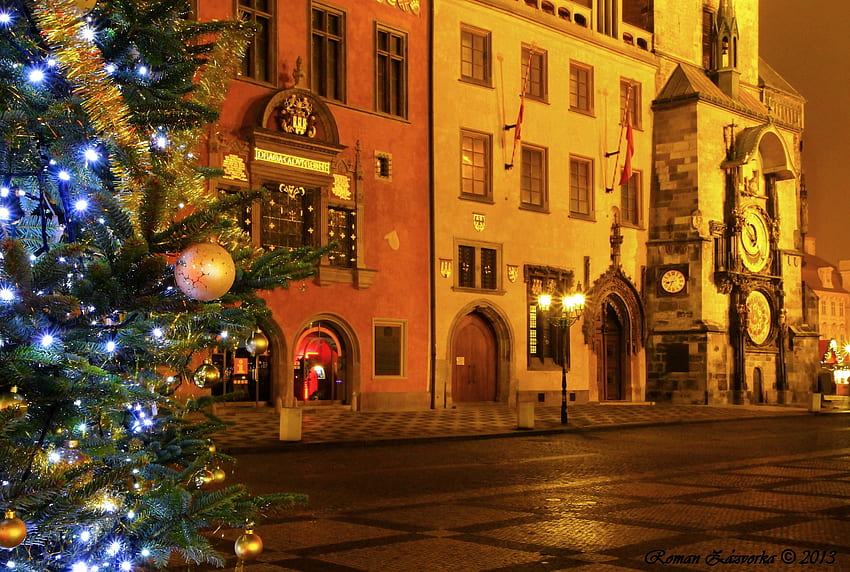 Prague New year Czech Republic Christmas tree HD wallpaper