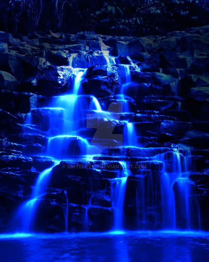 Night time waterfall?. Blue aesthetic dark, Blue aesthetic, Dark blue HD phone wallpaper
