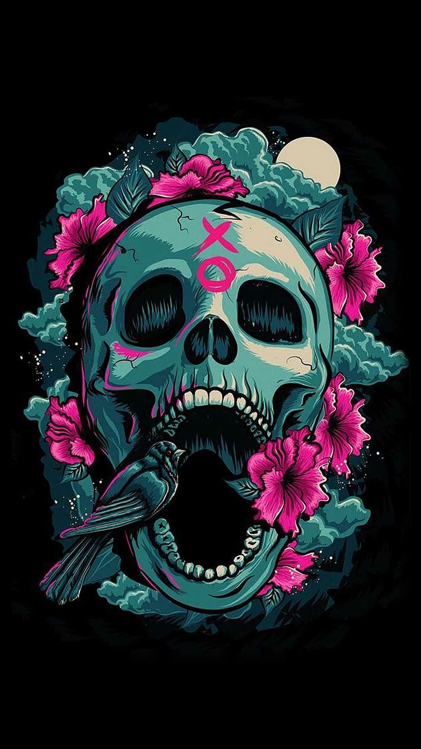 Pink Skull . Pink skull, Pink and Blue Skull HD phone wallpaper