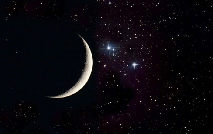 Misc: Crescent Moon Stars Sky Full for 16:9 High HD wallpaper