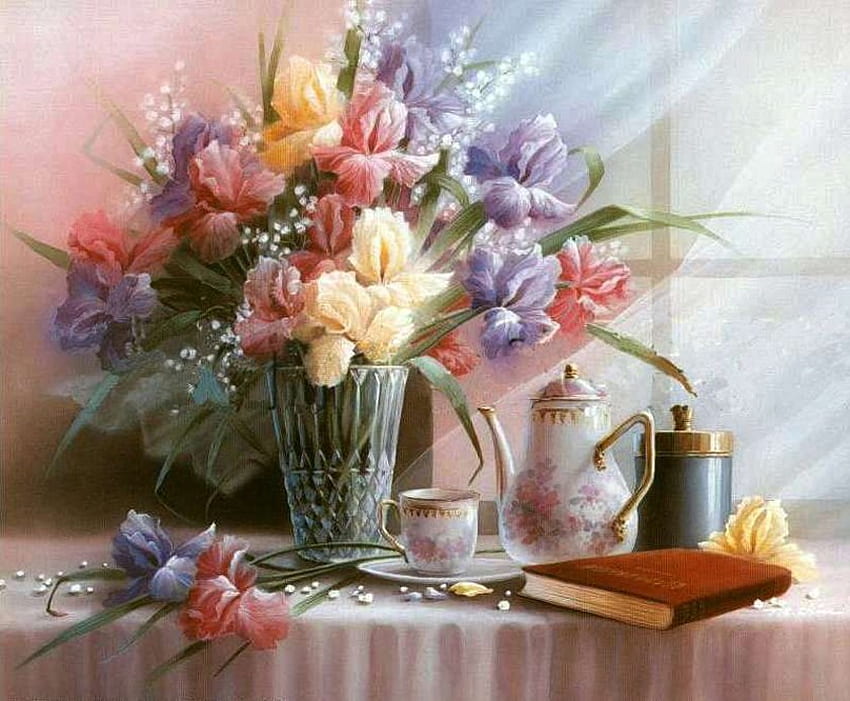 T. C. Chiu, still life, painting, art, flower, t c chiu HD wallpaper ...