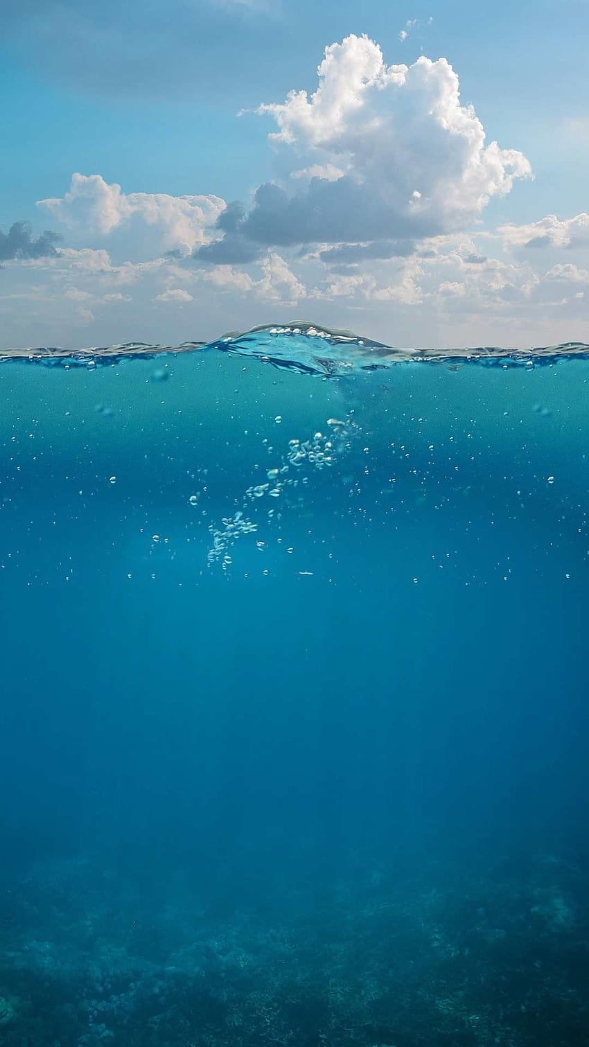 Android Mobile Under Water, Half Water HD phone wallpaper