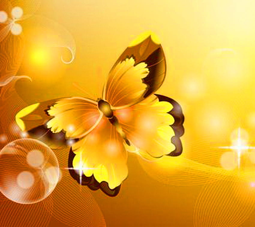 Słoneczny motyl, światło słoneczne, czarny, abstrakcyjny, motyl, żółty, jasny Tapeta HD