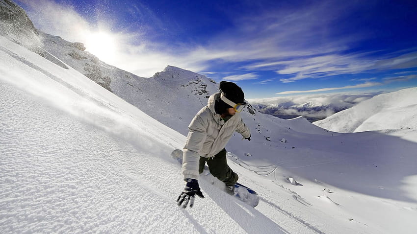 Sports, Sky, Mountains, Snow, Snowboard, Snowboarder HD wallpaper