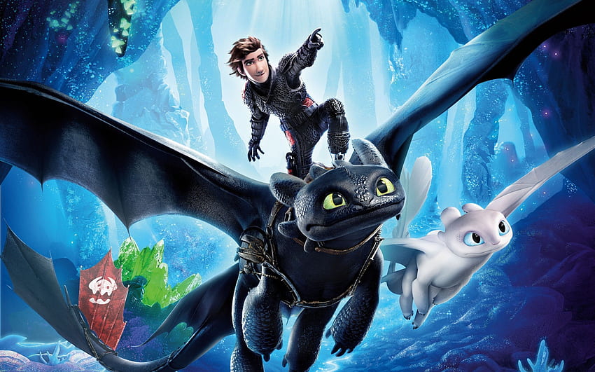 Night Fury, Light Fury, How to Train Your Dragon: The Hidden World, , Toothless, Hiccup, Анимация за MacBook Pro 13 инча HD тапет