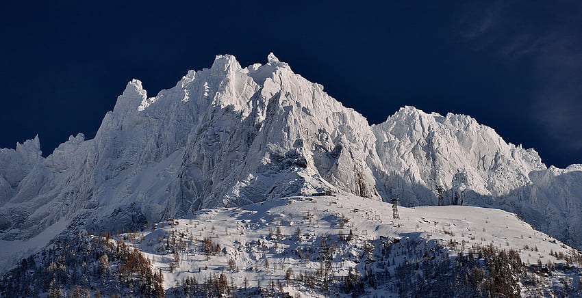 Aiguille du MIDI Mont Blanc, inverno, Aiguille du MIDI, frança, neve, Alpes papel de parede HD