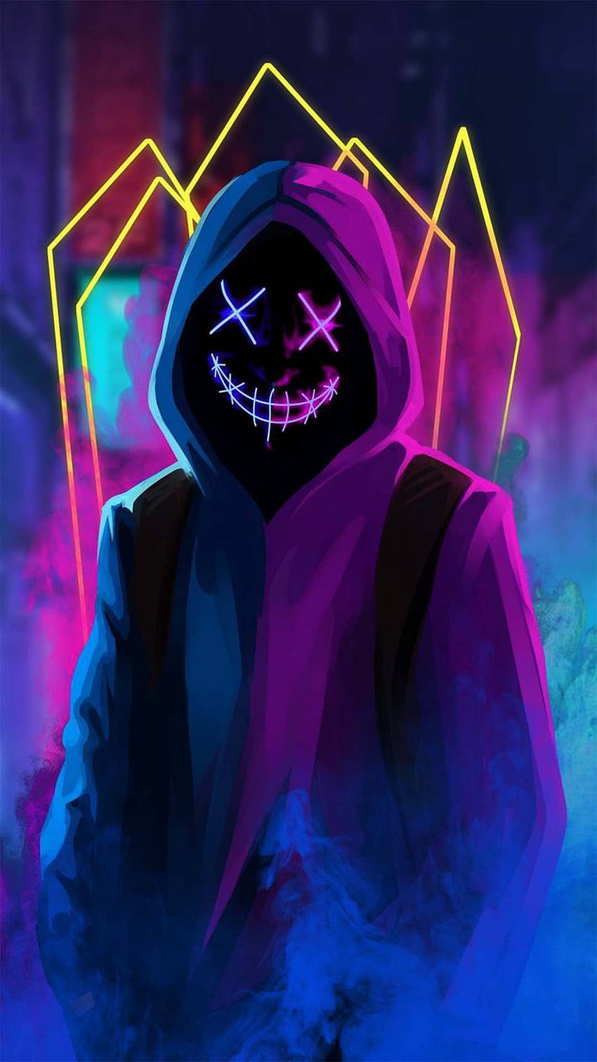 Art Mask Neon for iPhone and Android, Neon Face Mask HD phone wallpaper
