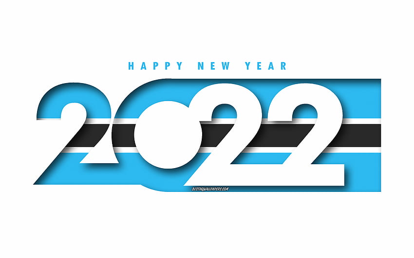 Happy New Year 2022 Botswana, white background, Botswana 2022, Botswana 2022 New Year, 2022 concepts, Botswana, Flag of Botswana HD wallpaper