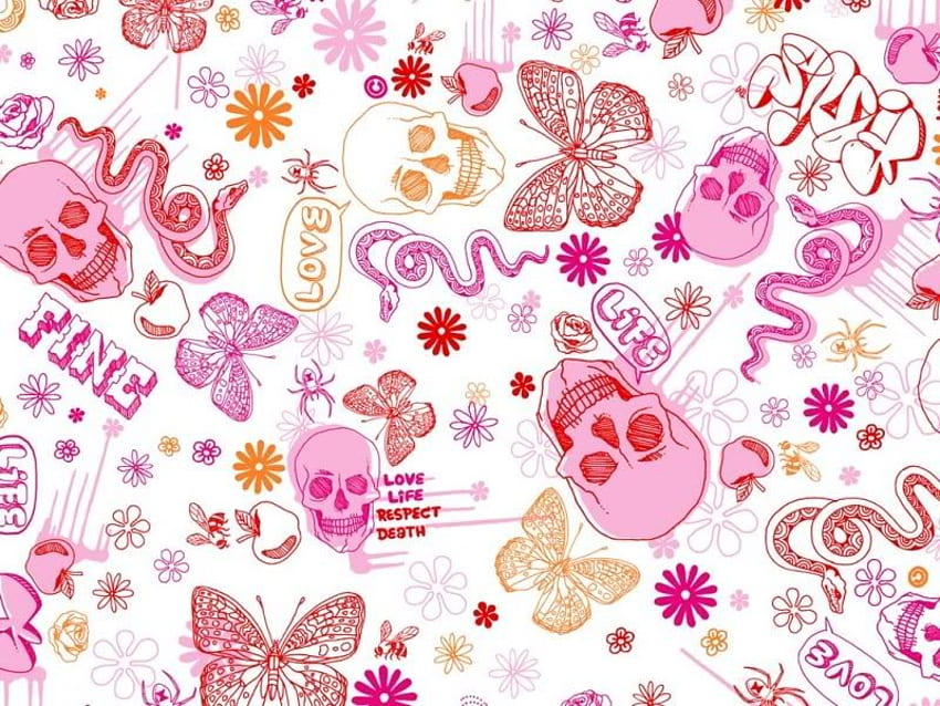 FINE SKULLS, mädchenhaft, rosa, Totenköpfe HD-Hintergrundbild