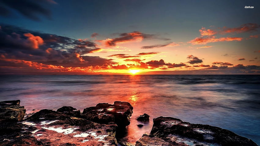 Sunset Sea Book Landscape Rocks r New Landscape Ultra HD wallpaper