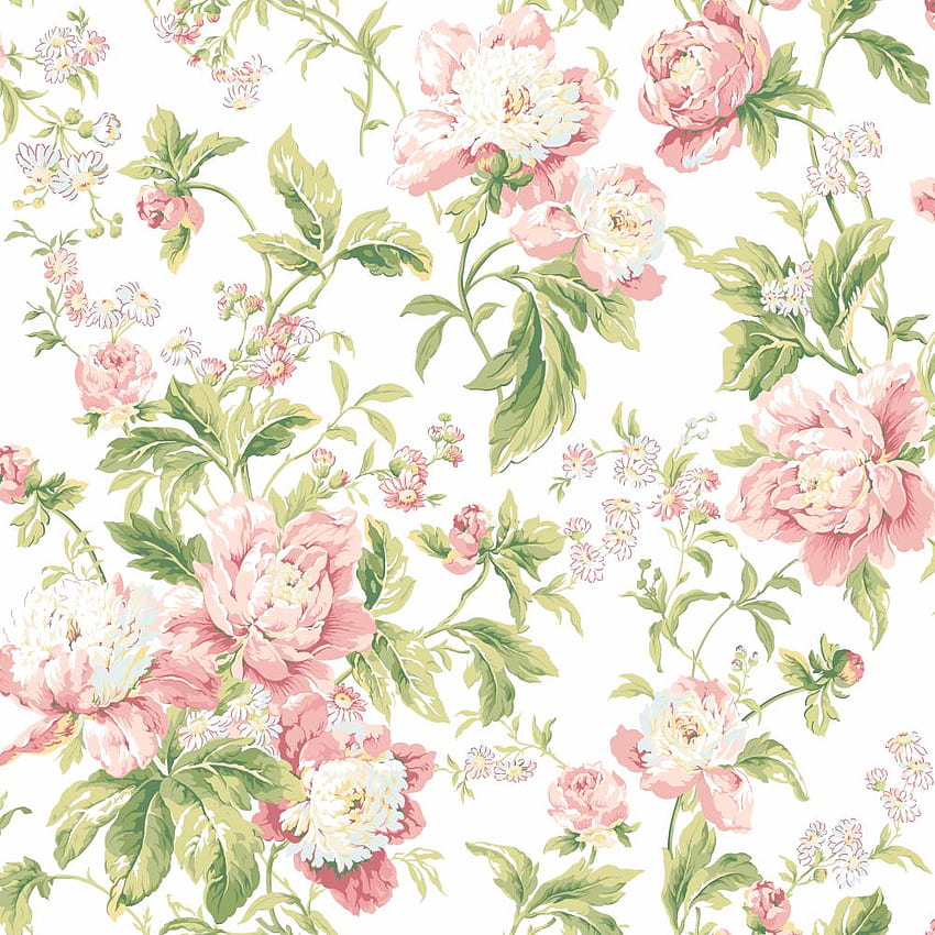 York Wallcoverings FLORAL PINK WHITE In The Department、ライトピンクホワイト HD電話の壁紙
