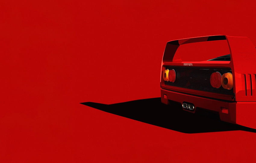สีแดง, รถยนต์, เครื่องจักร, Ferrari, Render, Rendering, Supercar, F 40, Transport & Vehicles, Lasse Bauer, By Lasse Bauer, Ferrari F40 Red Series For , Section минимализм, Minimalist Ferrari วอลล์เปเปอร์ HD
