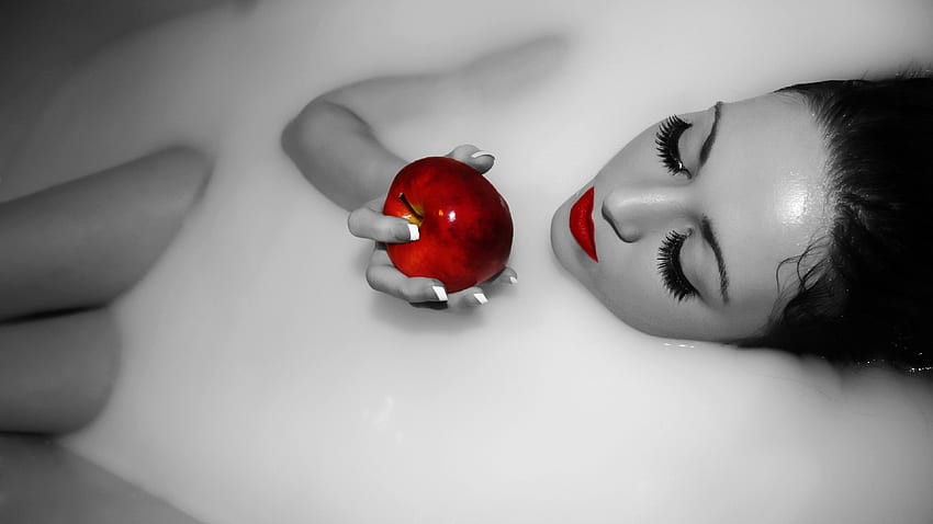 ดำ ขาว และแดง แอปเปิ้ล อ่างอาบน้ำ นามธรรม ฟองสบู่ วอลล์เปเปอร์ HD