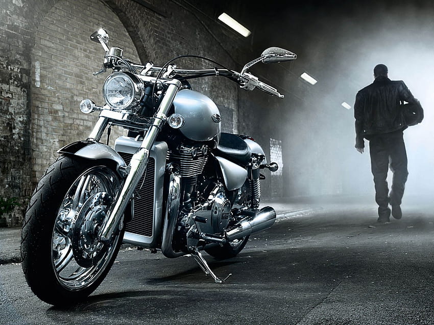 biker kesepian, sepeda motor, kesepian Wallpaper HD