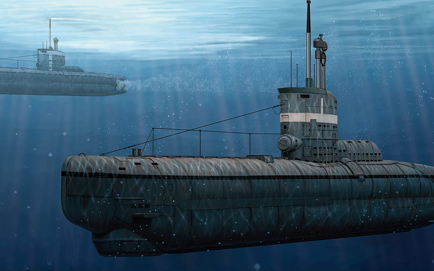 Submarino tipo XXIII, submarinos costeiros, U-Boat, Segunda Guerra Mundial, Marinha Alemã, desenhos de submarinos papel de parede HD