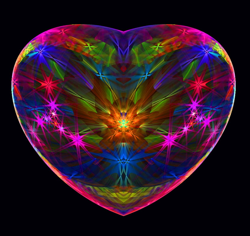 Just A Heart, sparkling, love, colourful, heart, pure HD wallpaper