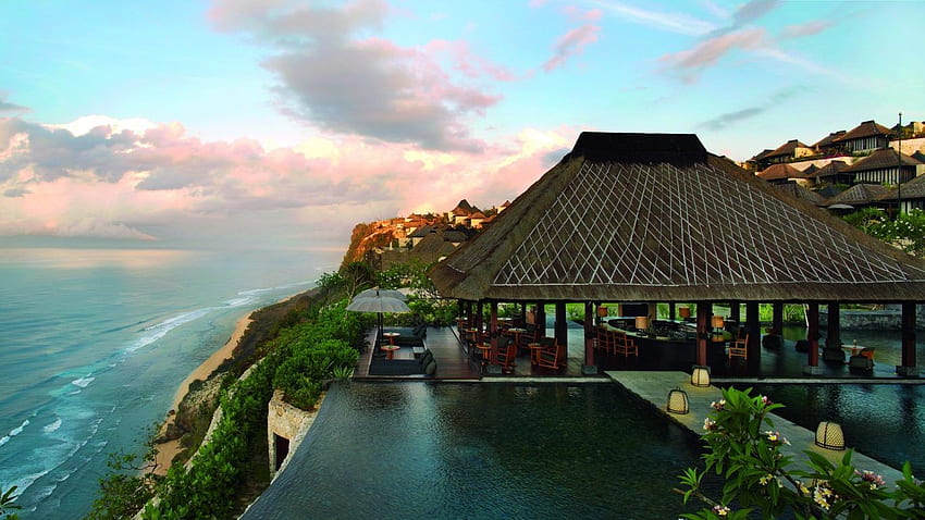 Oceans: Bali Colorful Veranda Ocean Waves Pool Resort Hotel HD wallpaper