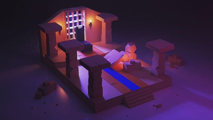 Antiguo palacio en 2020. Luces de leva, Polígono, Cube World fondo de pantalla