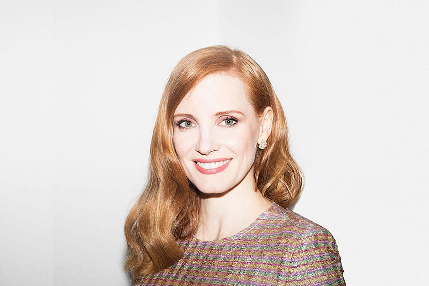 Smile, beautiful, Jessica Chastain, red head HD wallpaper